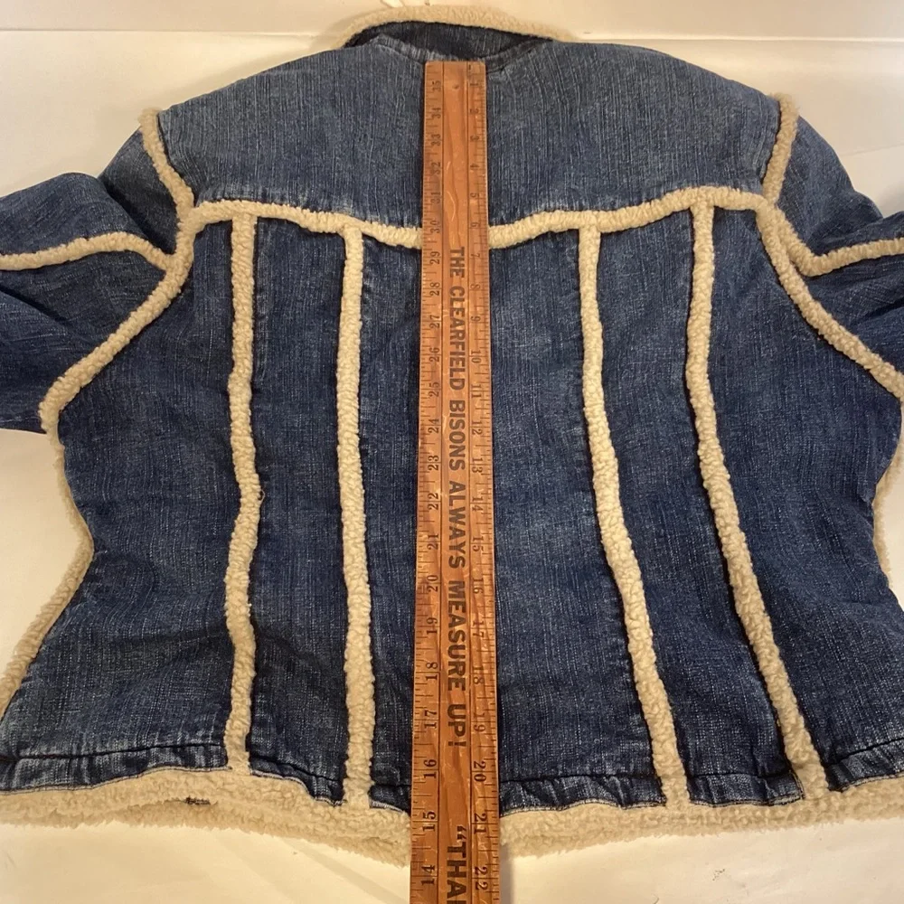 Denim Sherpa Seam Jacket Wrangler Women’s size XL zip up - Picture 12 of 12